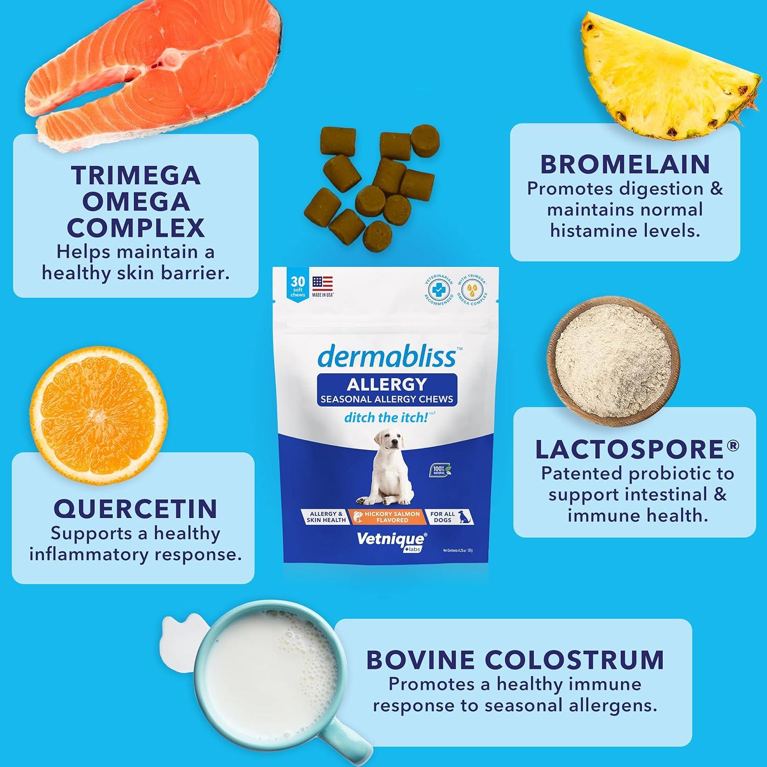 imageDermabliss Allergy Chews 30 Ct and Glandex Anal Gland Support Chews 30 Ct Bundle Dog Vitamins ampamp Supplements Anal Gland Dog Treats with Probiotics Dog Allergies Skin Treatment Soft Chew