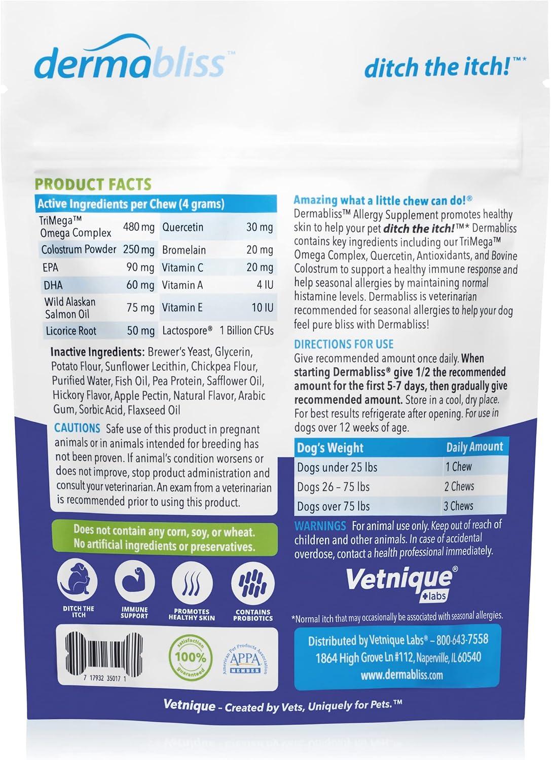 imageDermabliss Allergy Chews 30 Ct and Glandex Anal Gland Support Chews 30 Ct Bundle Dog Vitamins ampamp Supplements Anal Gland Dog Treats with Probiotics Dog Allergies Skin Treatment Soft Chew