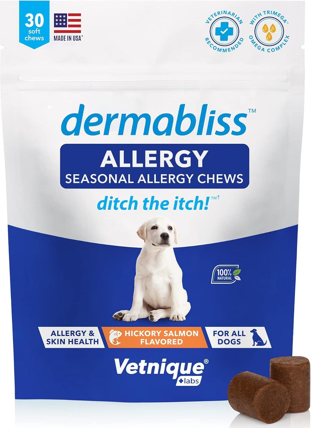 imageDermabliss Allergy Chews 30 Ct and Glandex Anal Gland Support Chews 30 Ct Bundle Dog Vitamins ampamp Supplements Anal Gland Dog Treats with Probiotics Dog Allergies Skin Treatment Soft Chew