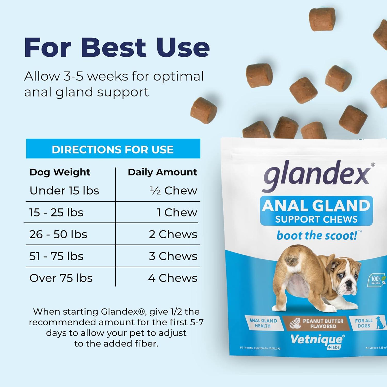 imageGlandex 30ct Peanut Butter Anal Gland Soft Chews with Glandex 75ct Pet Wipes Bundle by Vetnique Labs