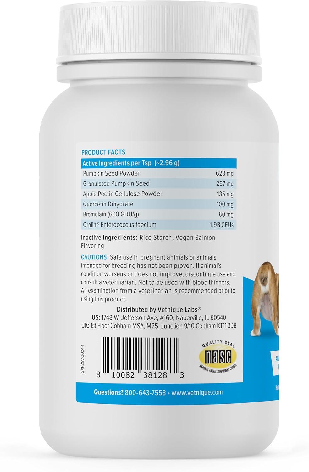imageGlandex Dog Fiber Supplement Powder for Anal Glands with Pumpkin Digestive Enzymes ampamp Probiotics  Vet Recommended Regular or Advanced Strength  Boot The Scoot 55 oz Vegan SalmonVegan Salmon