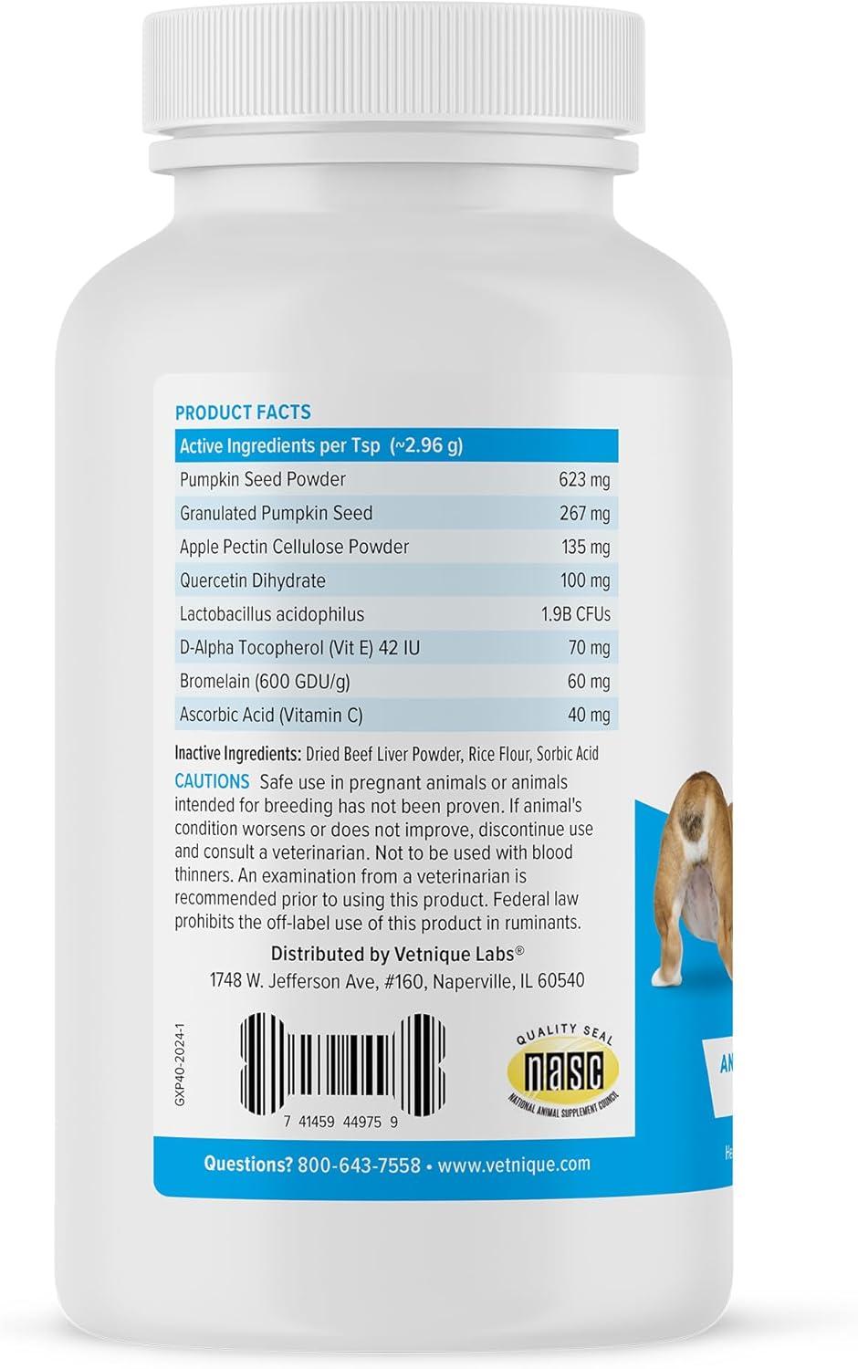 imageGlandex Dog Fiber Supplement Powder for Anal Glands with Pumpkin Digestive Enzymes ampamp Probiotics  Vet Recommended Regular or Advanced Strength  Boot The Scoot 55 oz Vegan SalmonBeef Liver