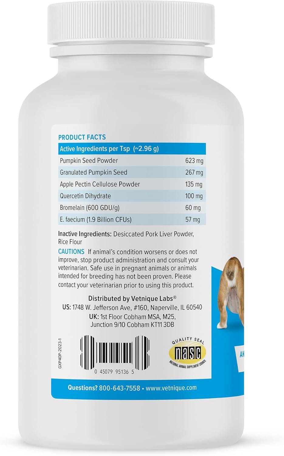 imageGlandex Dog Fiber Supplement Powder for Anal Glands with Pumpkin Digestive Enzymes ampamp Probiotics  Vet Recommended Regular or Advanced Strength  Boot The Scoot 55 oz Vegan SalmonPork Liver