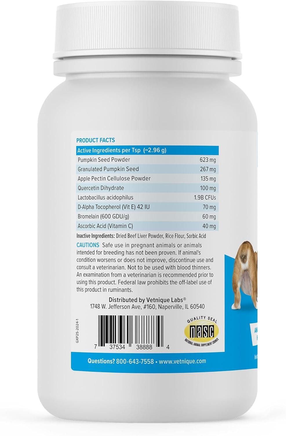 imageGlandex Dog Fiber Supplement Powder for Anal Glands with Pumpkin Digestive Enzymes ampamp Probiotics  Vet Recommended Regular or Advanced Strength  Boot The Scoot 55 oz Vegan SalmonBeef Liver