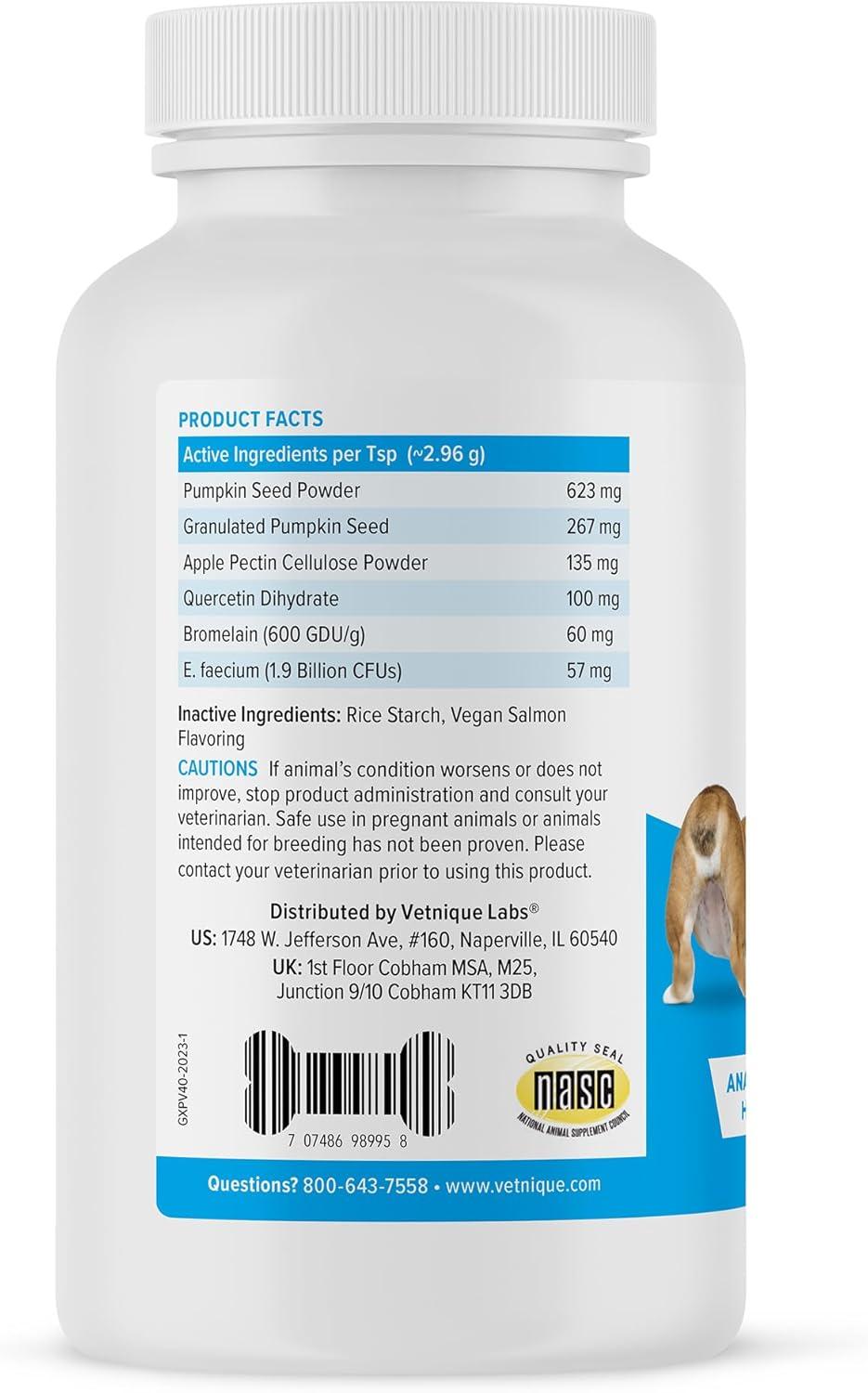 imageGlandex Dog Fiber Supplement Powder for Anal Glands with Pumpkin Digestive Enzymes ampamp Probiotics  Vet Recommended Regular or Advanced Strength  Boot The Scoot 55 oz Vegan SalmonVegan Salmon