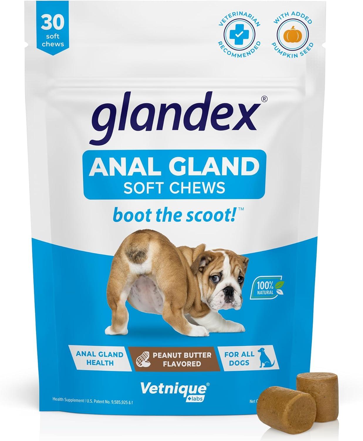 imageGlandex for Dogs Medicated Anal Gland Wipes 50ct ampamp Glandex Anal Gland Supplement Chews 30ct Peanut Butter Flavor Bundle Anal Gland Care for D