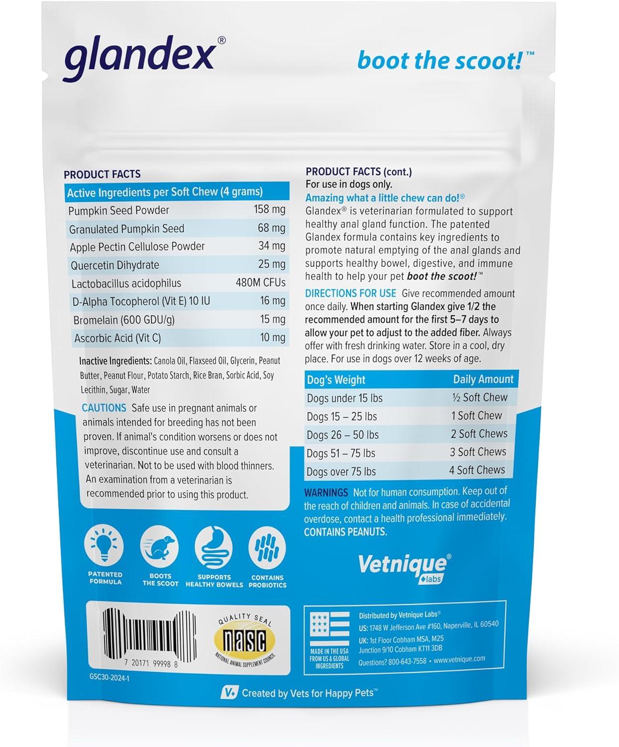 imageGlandex for Dogs Medicated Anal Gland Wipes 50ct ampamp Glandex Anal Gland Supplement Chews 30ct Peanut Butter Flavor Bundle Anal Gland Care for D