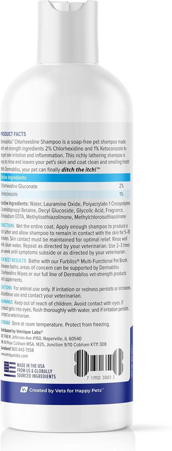 imageVetnique Dermabliss Chlorhexidine for Dogs Skin Health Antibacterial Wipes for Dogs for Infections Irritation ampamp Redness Relief Skin Wipes 50 CountMedicated Shampoo