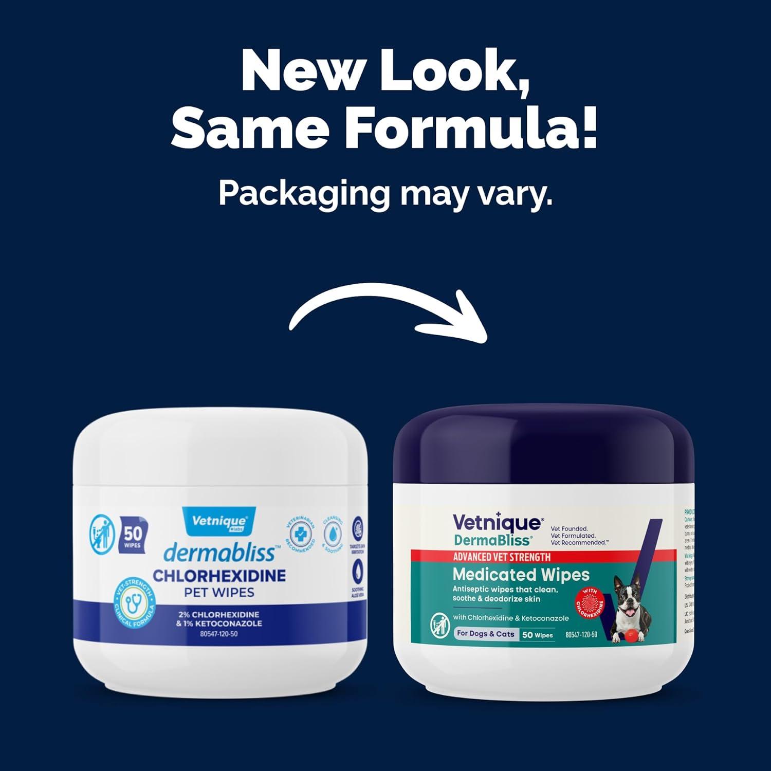 imageVetnique Dermabliss Chlorhexidine for Dogs Skin Health Antibacterial Wipes for Dogs for Infections Irritation ampamp Redness Relief Skin Wipes 50 CountSkin Wipes