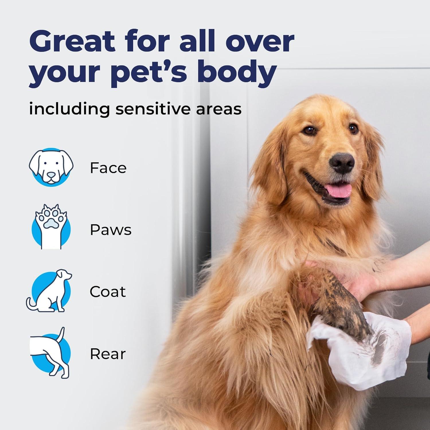 imageVetnique Furbliss Hygienic Pet Wipes for Dogs ampamp Cats Cleansing Grooming ampamp Deodorizing Hypoallergenic Thick Wipes with All Natural Deoplex Deodorizer Refreshing Scent 100ct Pouch