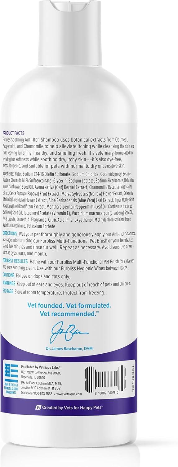 imageVetnique Furbliss Shampoo for Dogs with Itchy Skin Hypoallergenic Calming for Sensitive Skin Grooming Care Puppy Shampoo AntiItchAntiItch