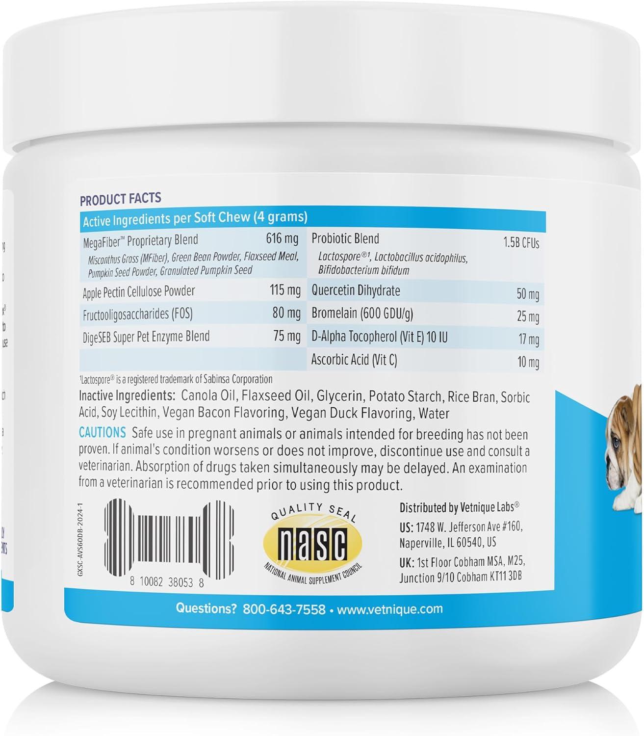 imageVetnique Glandex Anal Gland Soft Chew Treats with Pumpkin for Dogs Digestive Enzymes Probiotics Fiber Supplement for Dogs Boot The Scoot Advanced Strength DuckBacon Chews Veg 30 CountAdvanced Strength DuckBacon Chews Vegetarian