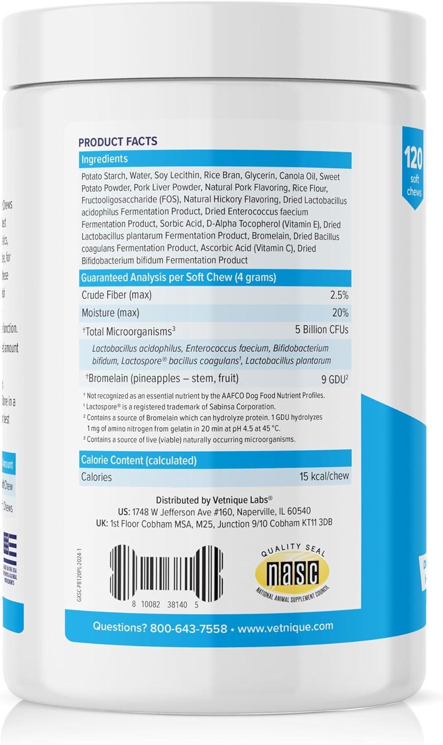 imageVetnique Glandex Daily Probiotics for Dogs with Prebiotics to Support Gut Health with Fiber and Digestive Enzymes Probiotic Chews or Powders 120ct Chews Bacon ChewsBacon Chews