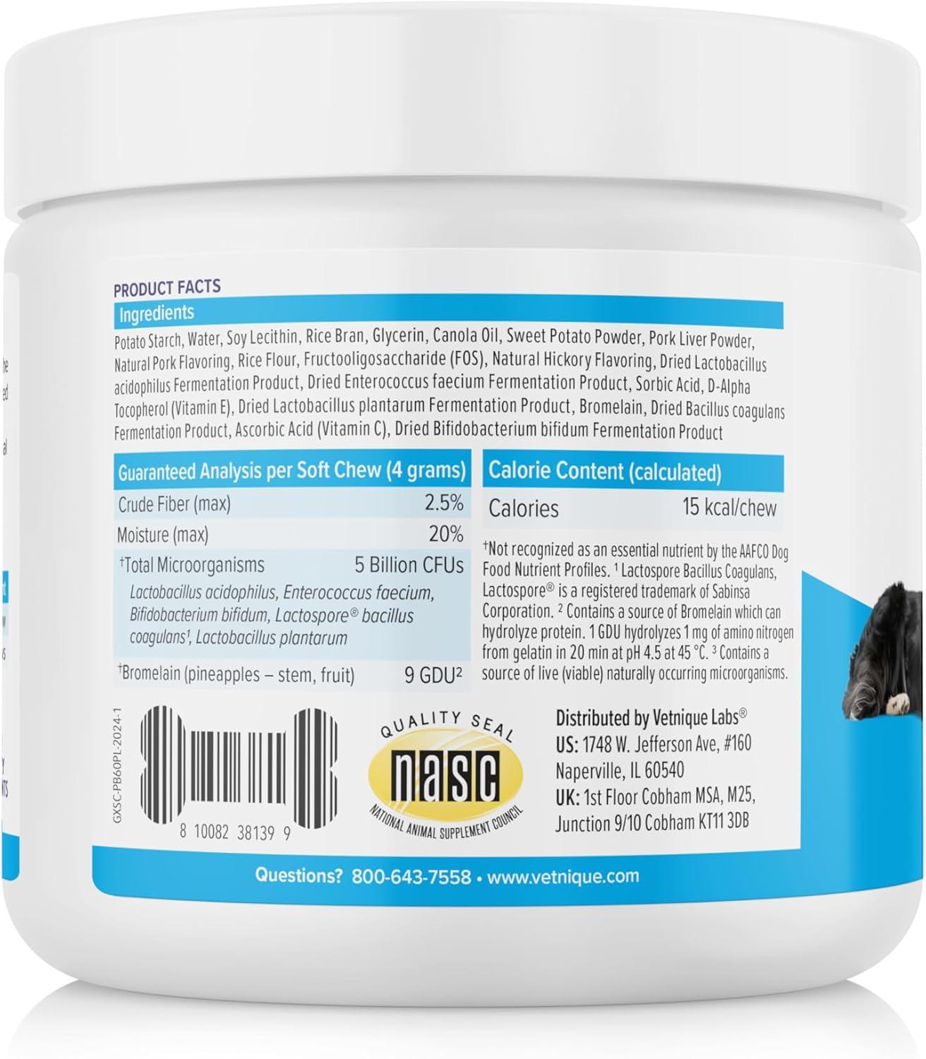 imageVetnique Glandex Daily Probiotics for Dogs with Prebiotics to Support Gut Health with Fiber and Digestive Enzymes Probiotic Chews or Powders 120ct Chews Bacon ChewsBacon Chews