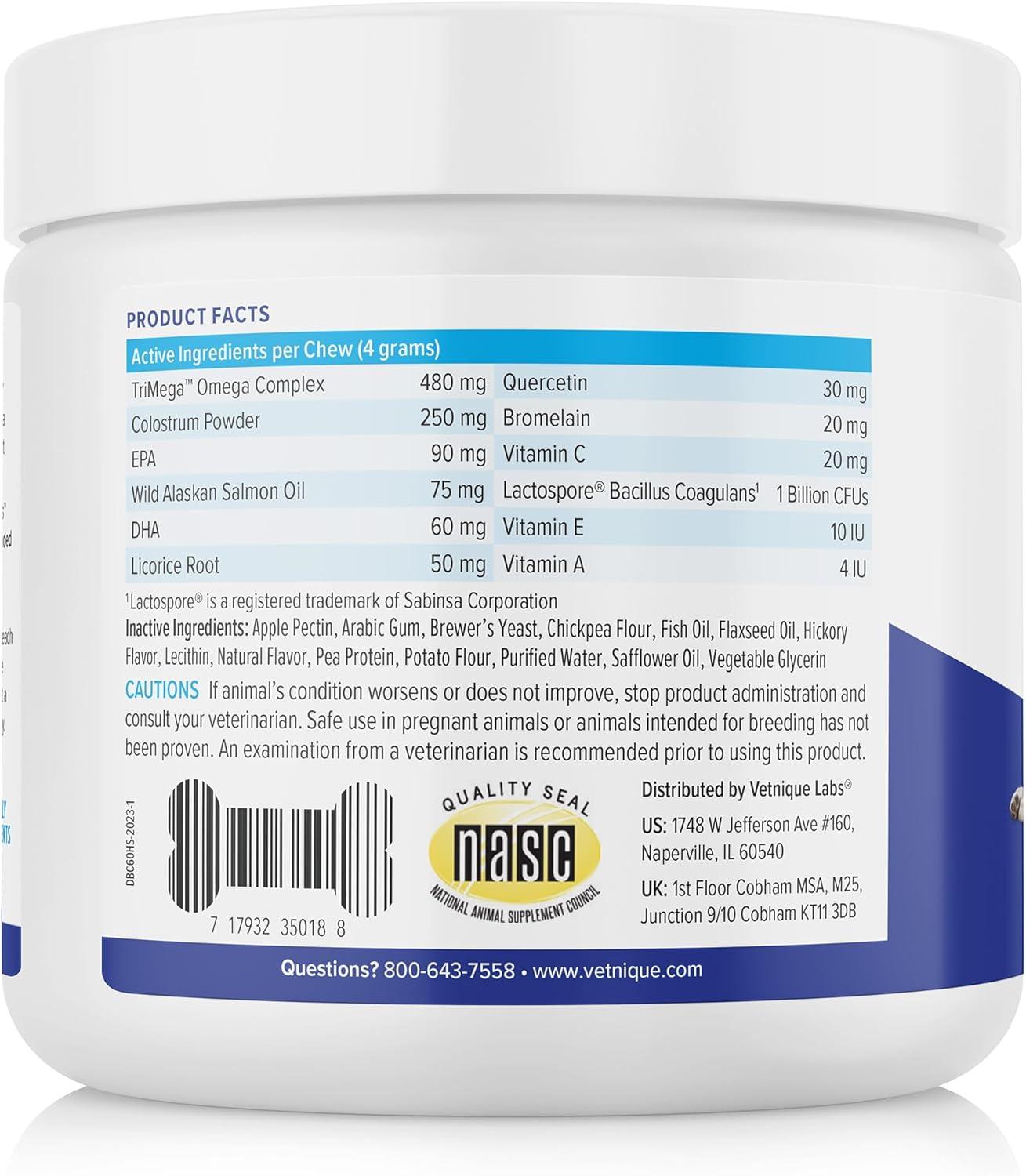 imageVetnique Labs Dermabliss Allergy Chews 60ct ampamp Glandex Anal Gland Support Chews 60ct Peanut Butter Bundle VetStrength Dog Vitamins ampamp Supplements Anal Gland Support with Probiotics Dog Allergies