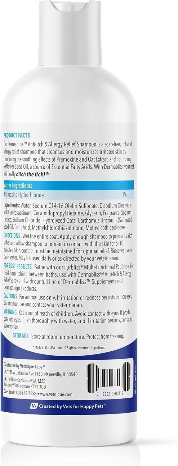 imageVetnique Labs Dermabliss AntiItch Bundle for Dogs with Anti Itch Allergy Spray and Shampoo for Dogs and Cats Allergies