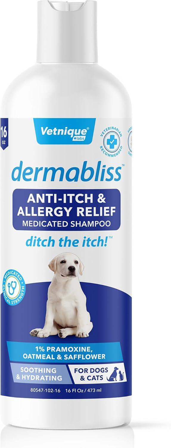 imageVetnique Labs Dermabliss AntiItch Bundle for Dogs with Anti Itch Allergy Spray and Shampoo for Dogs and Cats Allergies