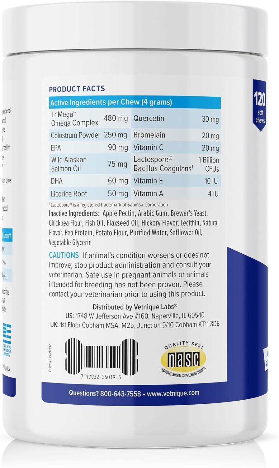 imageVetnique Labs Dermabliss Dog Allergy Relief ampamp Immune Support Supplement Allergy Chews for Dogs Itching and Licking with Omega 3 Fish Oil ampamp Probiotics for Itch Relief  Vet Recommended 30 Count Chews120ct Chews