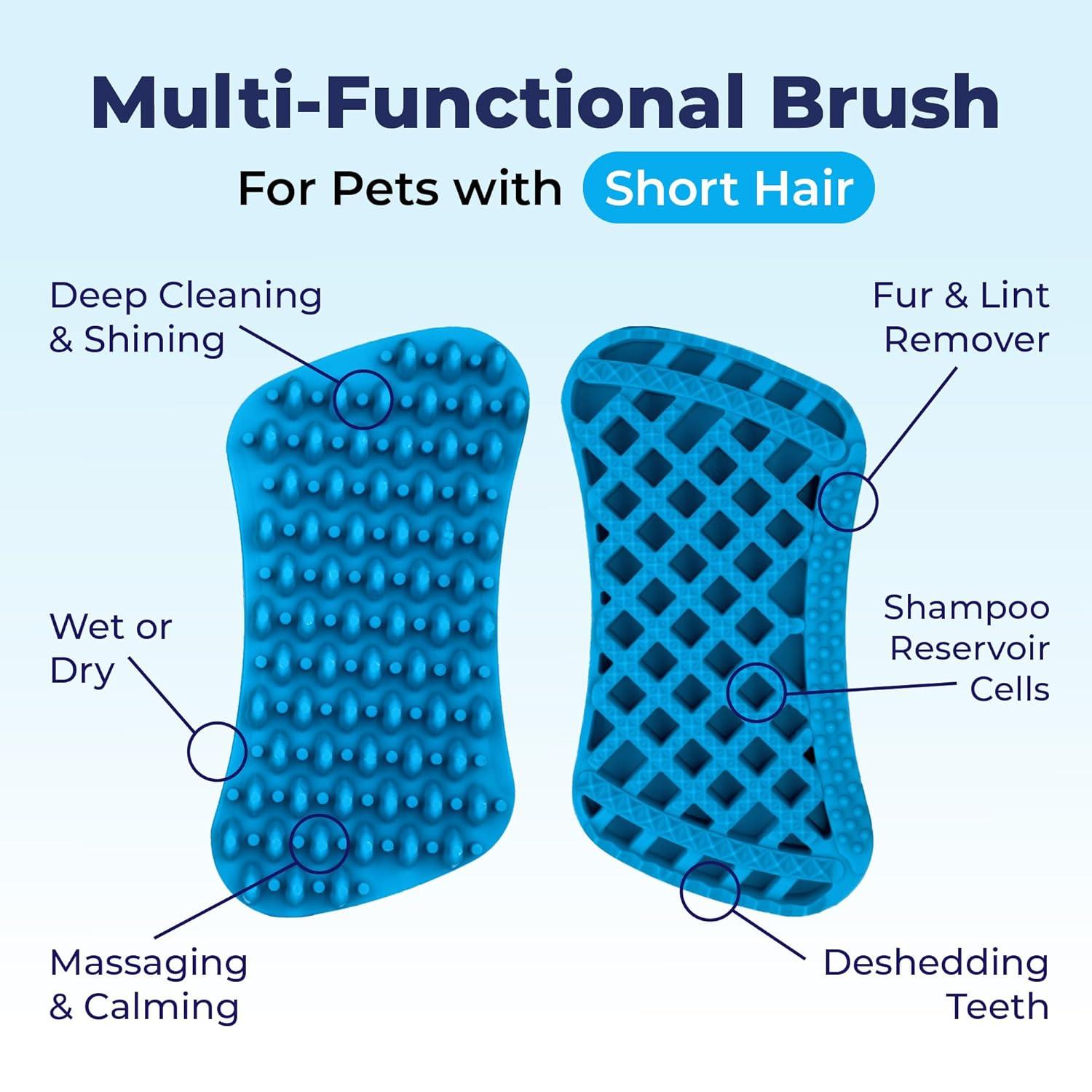 imageVetnique Labs Furbliss Dog Brush for Small Dogs Cats and Pets with Short Hair Grooming Bathing Massaging Deshedding MultiFunctional Wet or Dry Silicone Brush Short Hair BrushShort Hair Brush