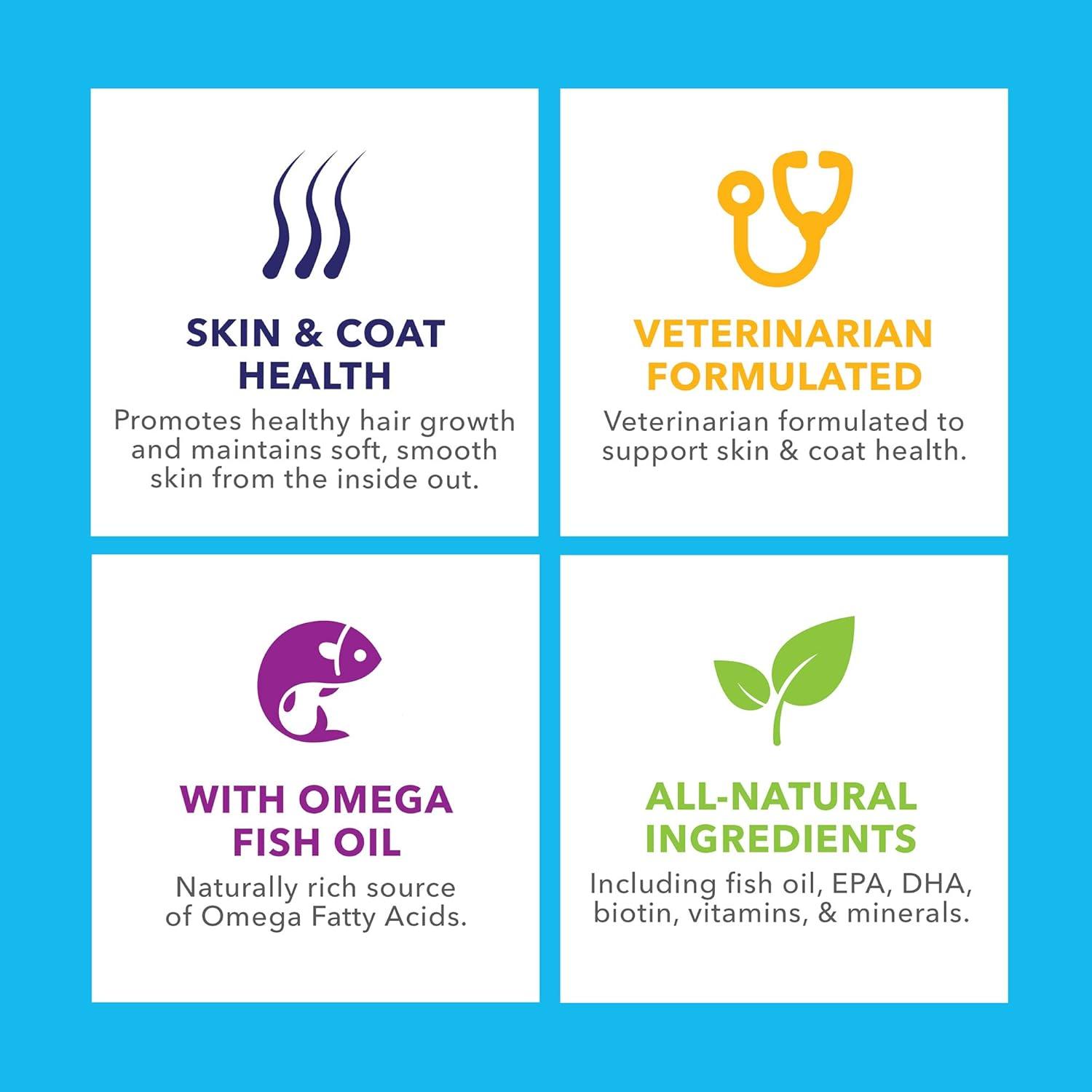 imageVetnique Labs Furbliss Skin and Coat Supplement for Dogs with Omega Fish Oil EPA ampamp DHA CoQ10 ampamp BVitamin Complex for Nourished Fur ampamp Skin  Grilled Chicken Soft Chews 60ct Soft Chews