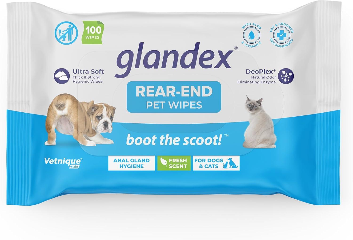 imageVetnique Labs Glandex Anal Gland Hygienic Pet Wipes 100 Ct and Glandex Advanced VetStrength Chews 60 Ct Bundle Dog Cleaning Wipes with Fresh Scent VetStrength Anal Gland Supplement with Extra Fiber