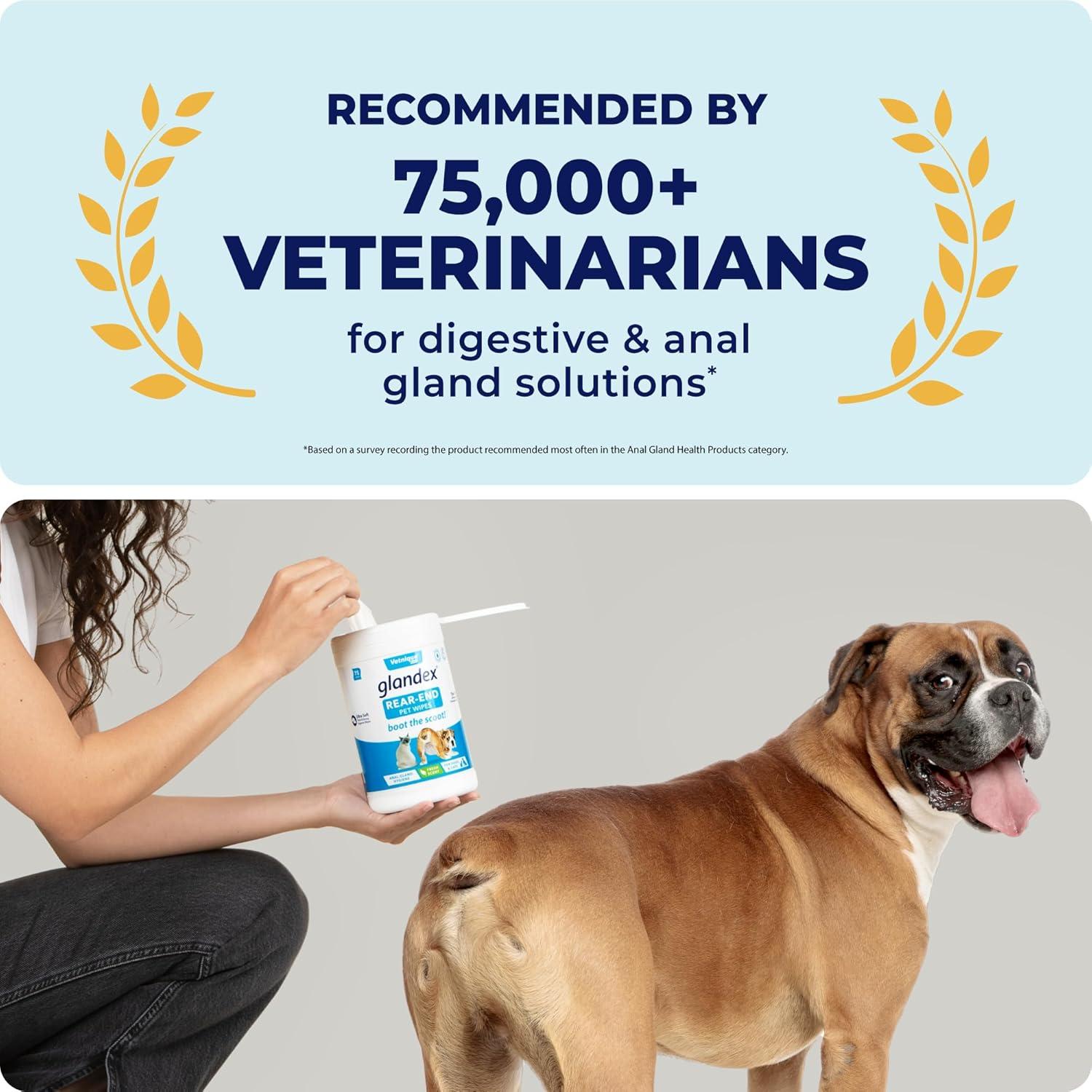imageVetnique Labs Glandex Dog Wipes for Pets Cleansing ampamp Deodorizing Anal Gland Hygienic Dog ampamp Cat Wipes with Vitamin E Skin Conditioners and Aloe 75ct100ct Pouch