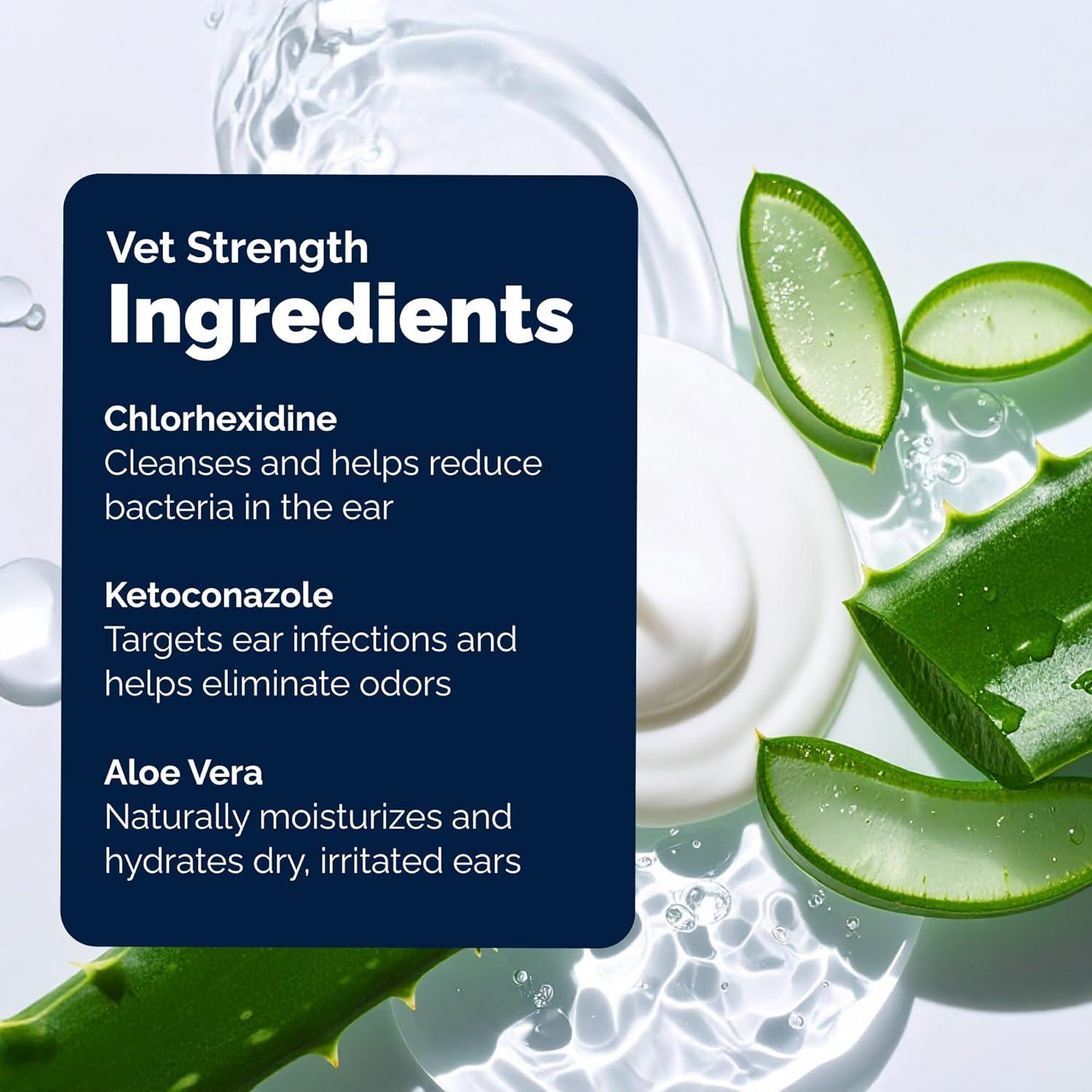 imageVetnique Oticbliss Advanced Strength Medicated Dog Ear Infection Treatment Antiseptic Ear Cleaner for Cat ampamp Dog Ear Cleaning Solution Chlorhexidine ampamp Ketoconazole 6oz Flush6oz Flush