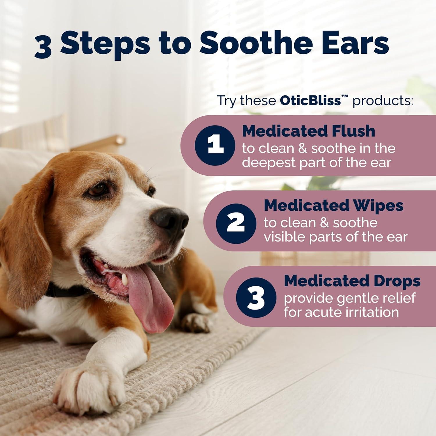 imageVetnique Oticbliss Advanced Strength Medicated Dog Ear Infection Treatment Antiseptic Ear Cleaner for Cat ampamp Dog Ear Cleaning Solution Chlorhexidine ampamp Ketoconazole 6oz Flush6oz Flush