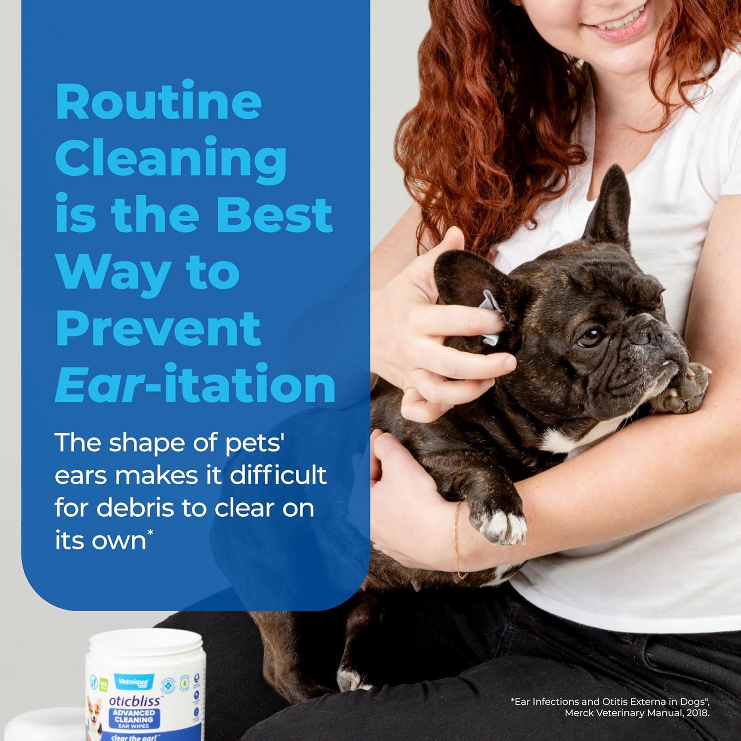 imageVetnique Oticbliss Cat ampamp Dog Ear Cleaners Medicated Dog Ear Drops for Infection Antiseptic Flush ampamp Wipes to Reduce Itchy Ears ampamp Head Shaking  Vet Recommended for Itchy Ears 8oz FlushEar Cleaning Wipes