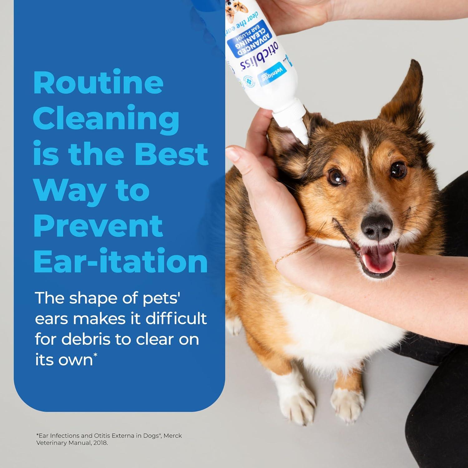 imageVetnique Oticbliss Cat ampamp Dog Ear Cleaners Medicated Dog Ear Drops for Infection Antiseptic Flush ampamp Wipes to Reduce Itchy Ears ampamp Head Shaking  Vet Recommended for Itchy Ears 8oz FlushFlush