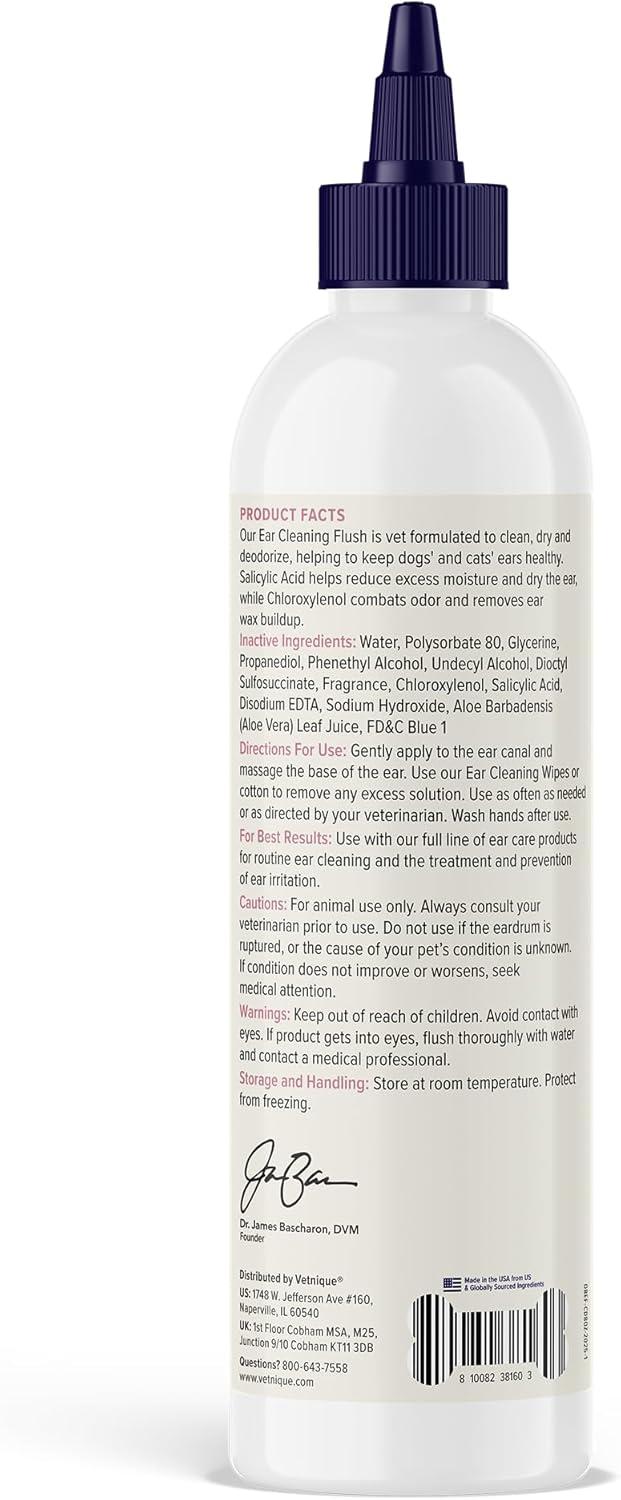 imageVetnique Oticbliss Cat ampamp Dog Ear Cleaners Medicated Dog Ear Drops for Infection Antiseptic Flush ampamp Wipes to Reduce Itchy Ears ampamp Head Shaking  Vet Recommended for Itchy Ears 8oz FlushFlush