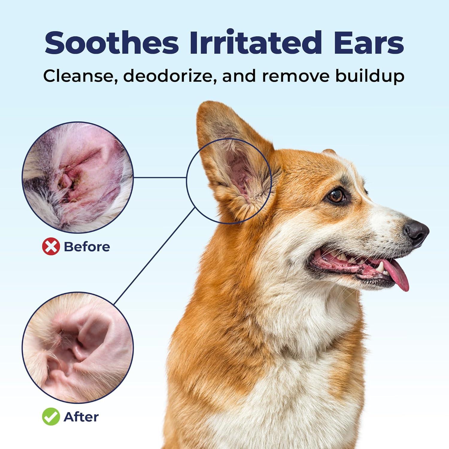 imageVetnique Oticbliss Cat ampamp Dog Ear Cleaners Medicated Dog Ear Drops for Infection Antiseptic Flush ampamp Wipes to Reduce Itchy Ears ampamp Head Shaking  Vet Recommended for Itchy Ears 8oz FlushEar Cleaning Wipes