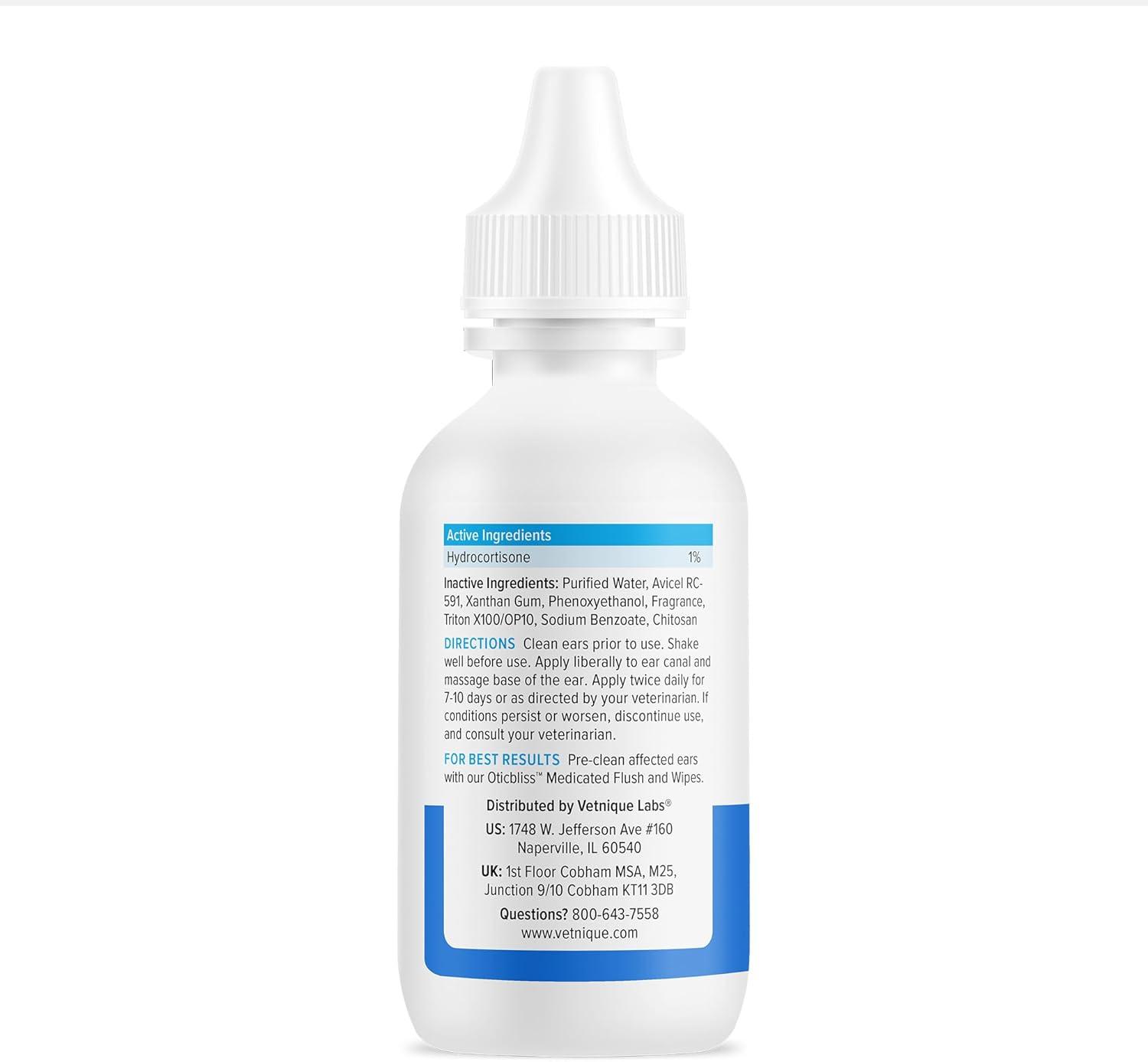 imageVetnique Oticbliss Cat ampamp Dog Ear Cleaners Medicated Dog Ear Drops for Infection Antiseptic Flush ampamp Wipes to Reduce Itchy Ears ampamp Head Shaking  Vet Recommended for Itchy Ears 8oz FlushMedicated Ear Drops