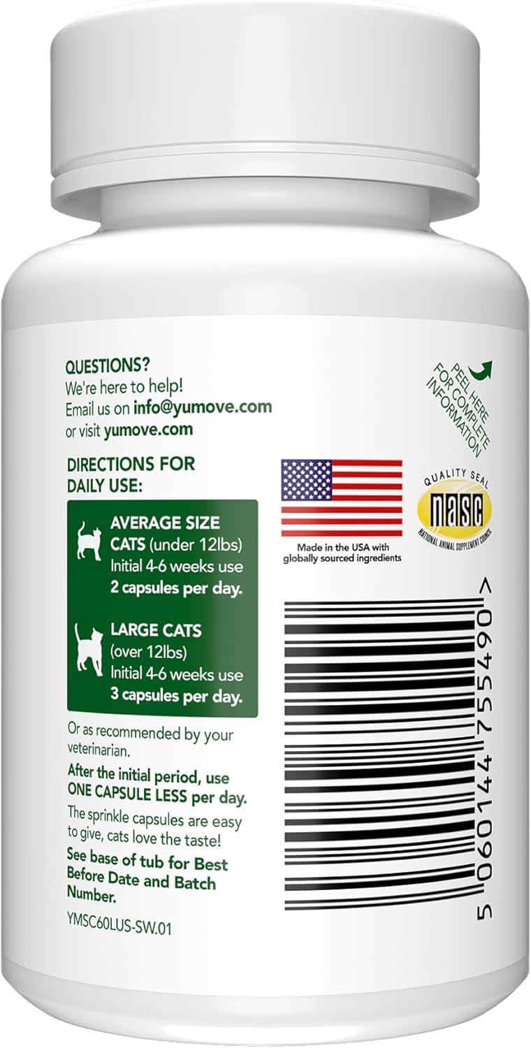 imageYuMOVE Cat Joint Supplement with GlucosamineChondroitin Omega 3 Hyaluronic Acid ampamp Green Lipped Mussel  Joint Support Supplement  for Senior Cats 60 Capsules