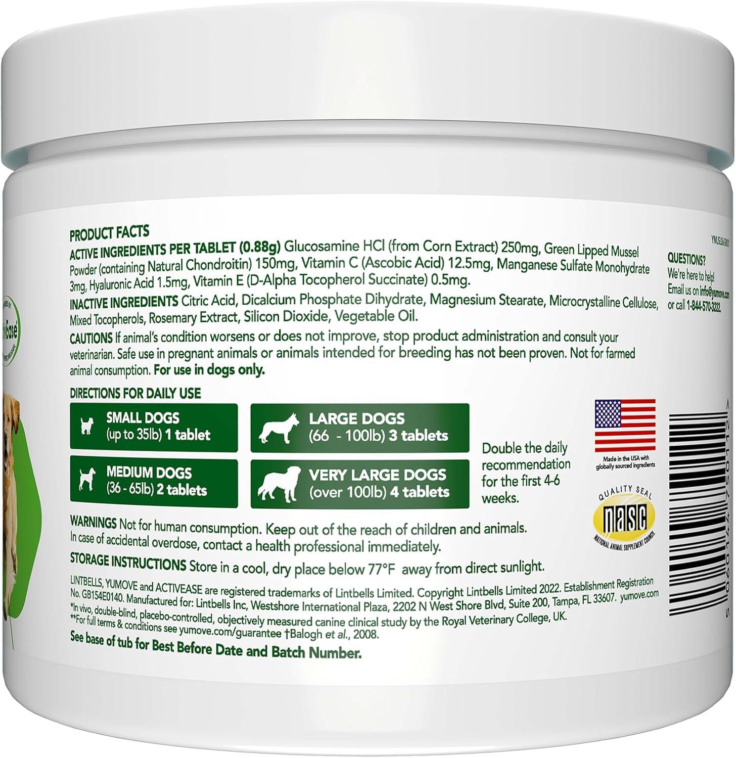 imageYuMOVE Hip ampamp Joint Supplement for Dogs with Glucosamine Hyaluronic Acid Green Lipped Mussel ampamp Omega 3 Joint Supplement  Regular or Advanced Strength 90ct Advanced Vet Strength Soft ChewsChewable Tablets
