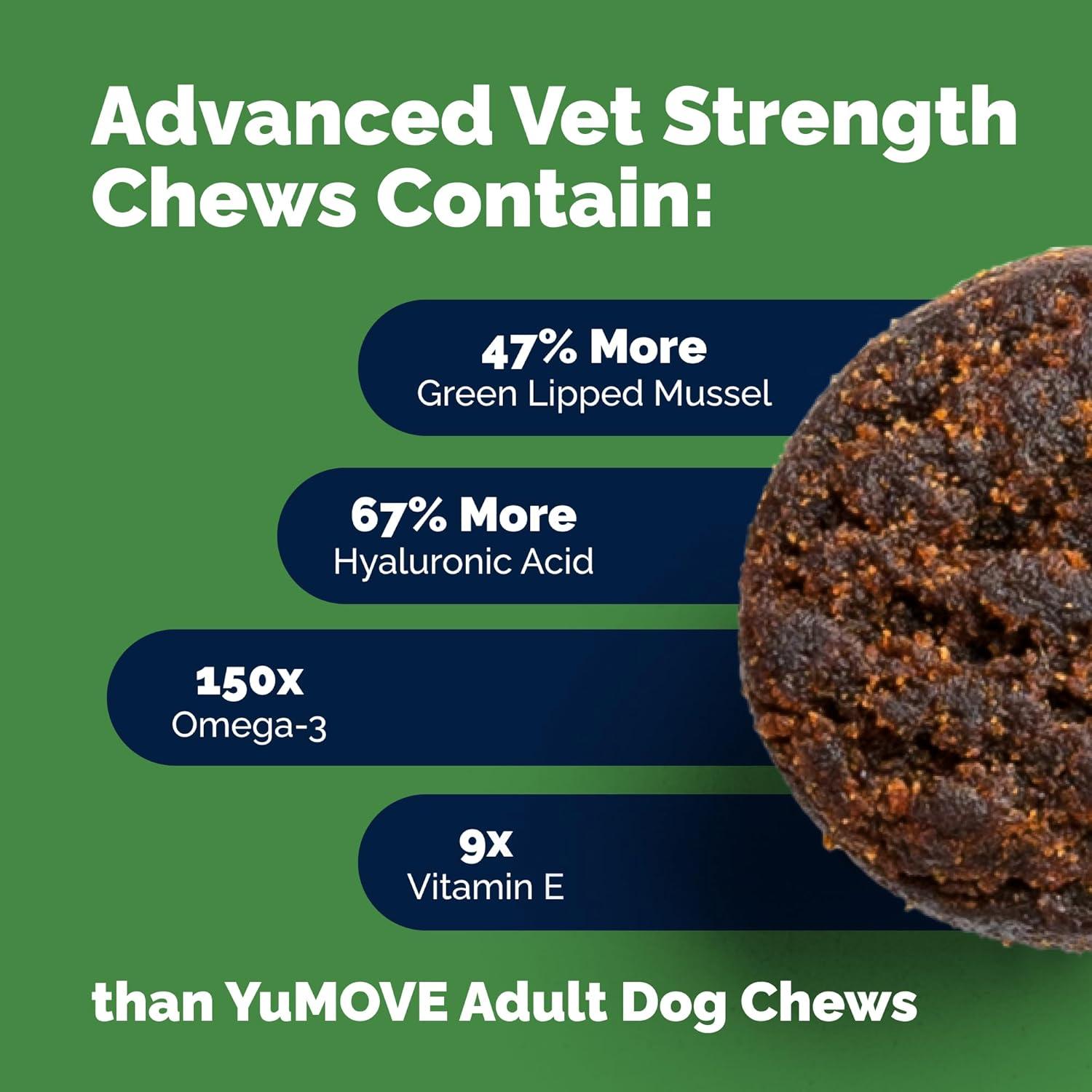 imageYuMOVE Hip ampamp Joint Supplement for Dogs with Glucosamine Hyaluronic Acid Green Lipped Mussel ampamp Omega 3 Joint Supplement  Regular or Advanced Strength 90ct Advanced Vet Strength Soft ChewsAdvanced Vet Strength Soft Chews