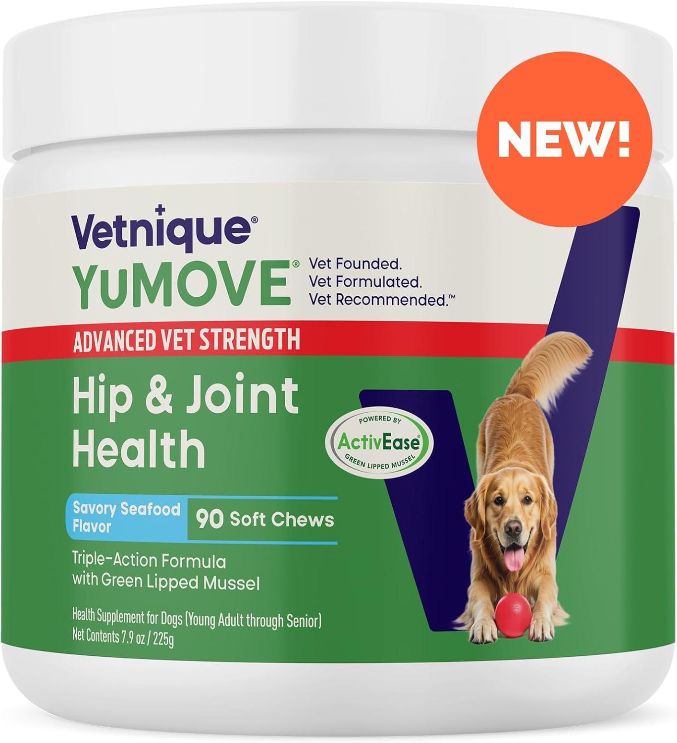 imageYuMOVE Hip ampamp Joint Supplement for Dogs with Glucosamine Hyaluronic Acid Green Lipped Mussel ampamp Omega 3 Joint Supplement  Regular or Advanced Strength 90ct Advanced Vet Strength Soft ChewsAdvanced Vet Strength Soft Chews