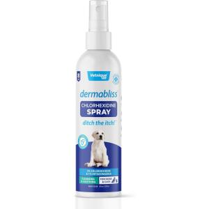 imageVetnique Dermabliss Medicated Chlorhexidine Antiseptic Skin Spray for Dogs ampamp Cats Supports Skin Infections and Irritations 8oz