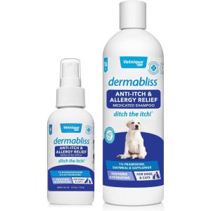 imageVetnique Labs Dermabliss AntiItch Bundle for Dogs with Anti Itch Allergy Spray and Shampoo for Dogs and Cats Allergies