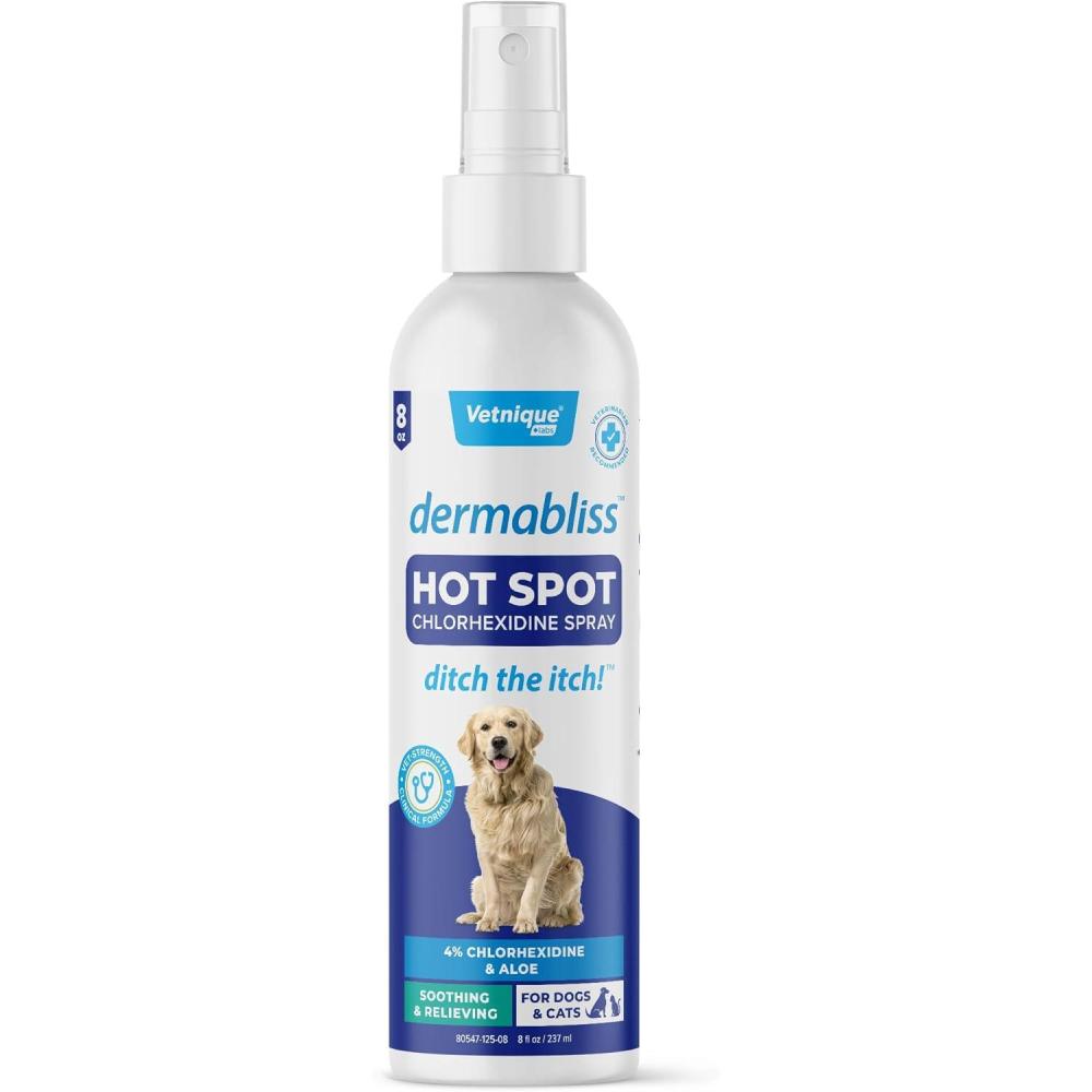 imageVetnique Dermabliss Hot Spot Treatment for Dogs  Antiseptic Medicated Chlorhexidine Spray  Vet Recommended for Skin Infections Hot Spots ampamp Irritation Hot Spot Spray 8oz