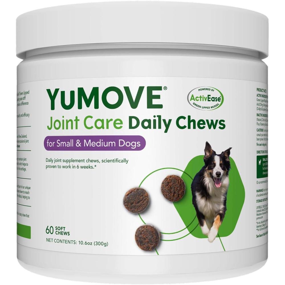 imageYuMOVE Hip ampamp Joint Supplement for Dogs  With Glucosamine Chondroiton Green Lipped Mussel  Hyaluronic Acid and Omega 3 Joint Supplement for Stiffness and Mobility  60 Chews SmallMedium DogsSmallMedium Dogs