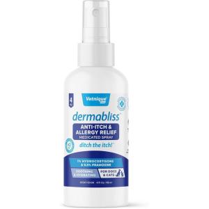 imageVetnique Dermabliss Anti Itch Spray for Dogs ampamp Cats with Hydrocortisone for Allergies and Immediate Dog Itching Skin Relief  Fragrance Free with Soothing Oat Extract 8oz4oz