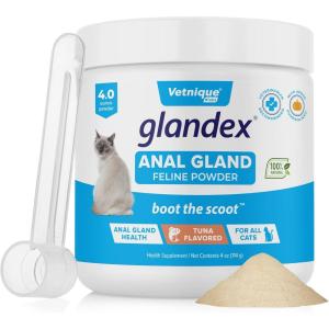 imageVetnique Glandex Feline Anal Gland or Daily Probiotic Fiber Supplement Powder for Cats with Digestive Enzyme Probiotics and Pumpkin Vet Recommended for Healthy Bowels 4oz Anal Gland Powder  TunaAnal Gland Powder  Tuna
