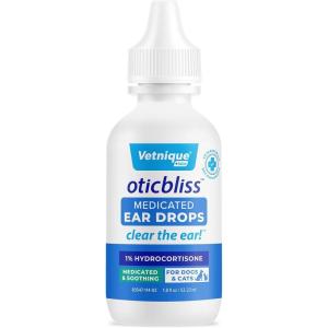 imageVetnique Oticbliss Cat ampamp Dog Ear Cleaners Medicated Dog Ear Drops for Infection Antiseptic Flush ampamp Wipes to Reduce Itchy Ears ampamp Head Shaking  Vet Recommended for Itchy Ears 8oz FlushMedicated Ear Drops