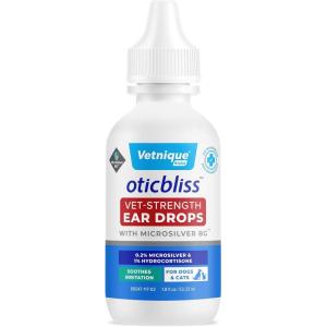 imageVetnique Oticbliss Cat ampamp Dog Ear Cleaners Medicated Dog Ear Drops for Infection Antiseptic Flush ampamp Wipes to Reduce Itchy Ears ampamp Head Shaking  Vet Recommended for Itchy Ears 8oz FlushMicroSilver Drops